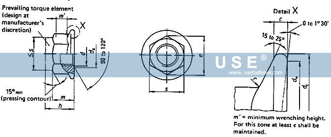 DIN6926 Prevailing torque type hexagon nuts with flange and with non-metallic insert 
